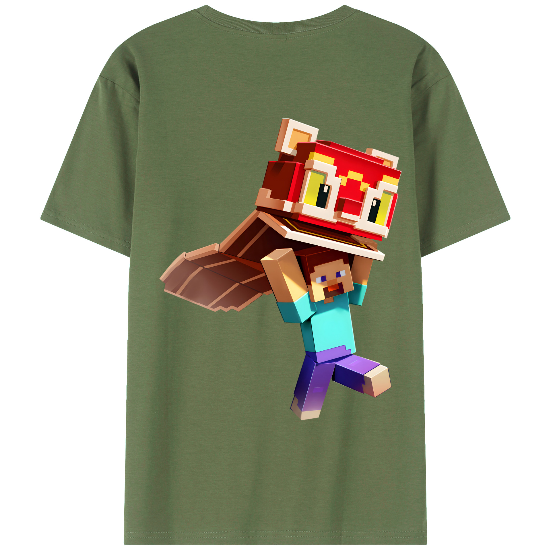 （画像用） マインクラフト ブロックの世界 Minecraft MC Block world 綿100％ メンズ半袖Tシャツ（バックプリント） 通気性